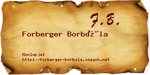 Forberger Borbála névjegykártya